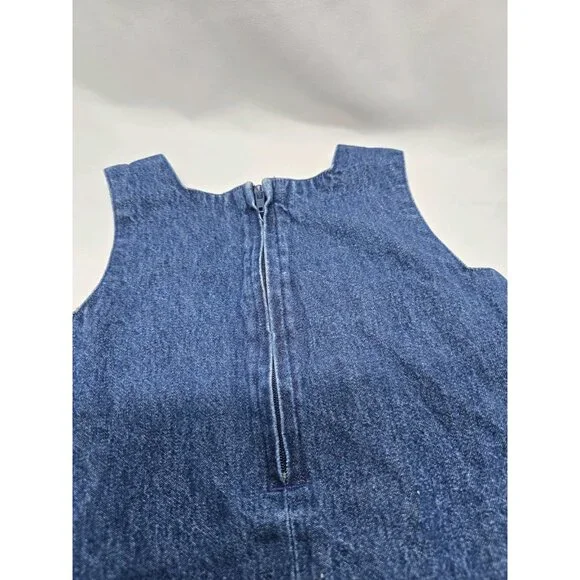 Vintage Faded Glory Denim Embroidered Flower Dress Size 12 Months - Picture 8 of 10